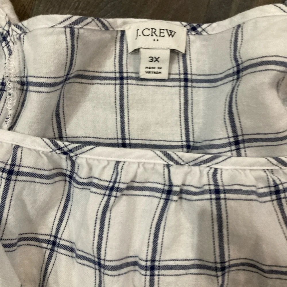 J. Crew Women’s 3X Navy‎ and White Blouse